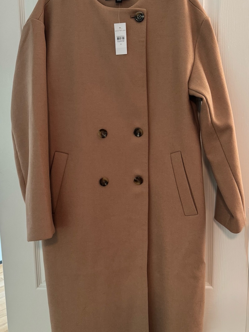 Ann Taylor Double-Breasted Camel Pea Coat